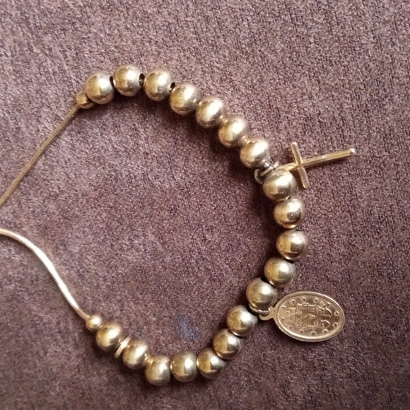 Vintage Religious Gold Tone Beaded Bracelet - Picture 3 of 8